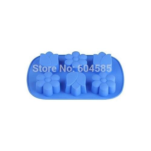 6 Cavity Tulip Shaped Cake Molds, Silicon W18cm x L24cm x H2.5cm