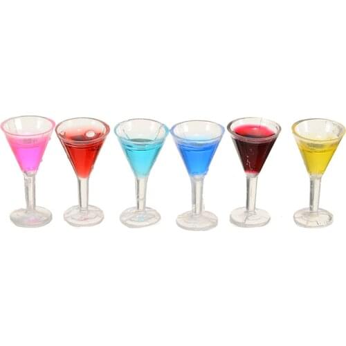 6pcs Miniature Colorful Wine Cocktail Glass For 1:12 Dollhouse Drinking Bar Decoration Children Toy Dollhouse Accessories