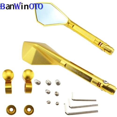 CNC Aluminum Motorcycle Rearview Mirrors Blue Glass Rear View Side Mirror Universal Fit for HONDA KAWASAKI YAMAHA DUCATI APRILIA