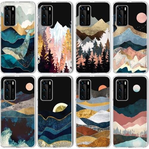 Ink Painting Capa Case for Huawei P40 P30 P20 Mate 40 30 20 Case for Honor 10i 8X 10 9X 30 20 Nova 5T Lite Pro P Smart 2021 TPU