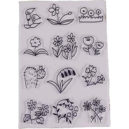 Flowers transparent clear stamp for DIY Scrapbooking/Card Making/Kids Christmas Fun Decoration Supplies