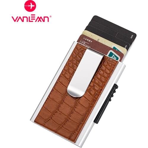 RFID Anti-Theft Smart Card Holder Wallet Men luxury Money Clip Business Metal Bank Credit ID Card Holders For Unisex Wallets