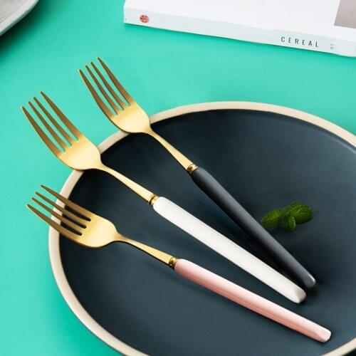 Nordic Style Home Stainless Steel Main Meal Western Ceramic Bean Pasta Salad Eat Noodles Beef Fork Vaisselle Fork Buffet