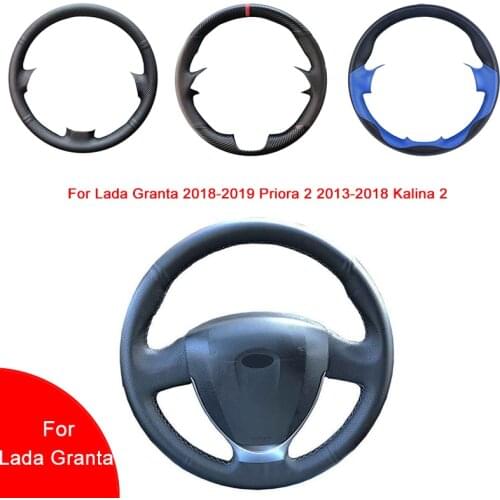 Breathable Punch Hand-Stitched Artificial Leather Car Steering Wheel cover For Lada Granta 2018-2019 Priora 2 2013-2018 Kalina 2