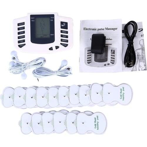 Electrical Muscle Stimulator Slimming Massager Pulse Tens Acupuncture Machine + Slippers +16Pads +USB Cable US/EU Plug