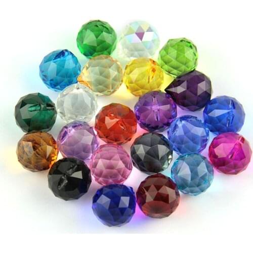 Feng Shui 10pcs/Lot Mixed Color Balls Crystal Chandelier Pendant Glass Prism Balls For Wedding Party Lamp Decoration