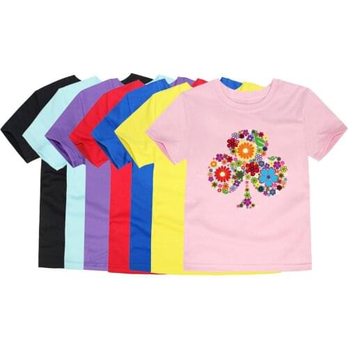 Tshirt Oversize Cotton T-Shirt for Teen Girl Summer Baby Clothes Kid Cartoon Children Clothing Butterfly Flower Short Sleeve Top