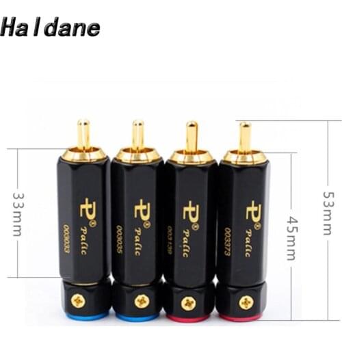 Halande 4pcs/lot HIFI Audio Gold Plated interconnect RCA Speaker Cable RCA plugs Lock Collect Solder A/V Connectors For DIY