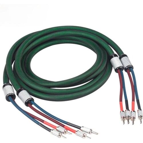 7N OCC Silver Plated Speaker Cable Carbon Fiber Pure Copper Banana To Spade HiFi Audio Line