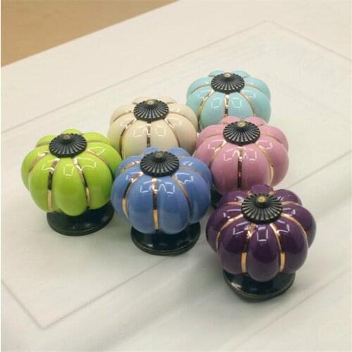 Carton Ceramic Cabinet Knobs Pumpkin Shape Room Wardrobe Handle Garden Door Handle Cabinet Handles for Kids
