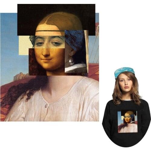 Classic Beauty Patches Heat Transfer Iron On Transfer For Clothing DIY Mona Lisa Thermal Stickers On Clothes Applique