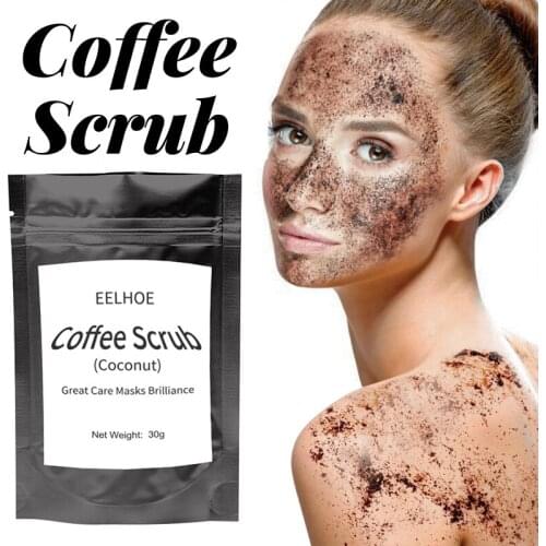 30g Coffee Scrub Coconut Scent Whitening Moisturizing Body Scrub Cream Facial Dead Sea Salt For Exfoliating Anti Celluli TSLM2