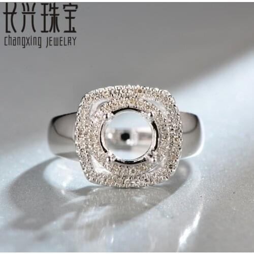8mm Round Cut 14k White Gold Natural Diamonds Semi Mount Setting Ring