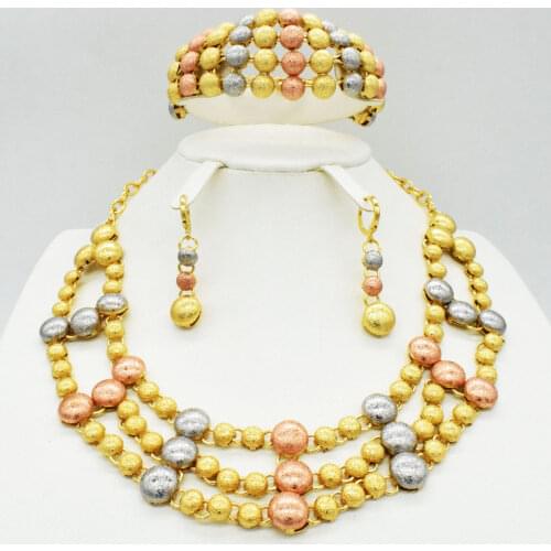 Wholesale fashion earrings/pendants/necklace 24K gold jewelry set for ladies birthday travel gift brides accessories