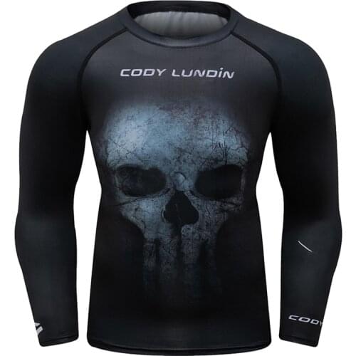 Cody Lundin Running Compression T-shirt Men Long Sleeve Fitness Tights Print Tops Tee Gyms Fitness Men T-shirt Rashguard