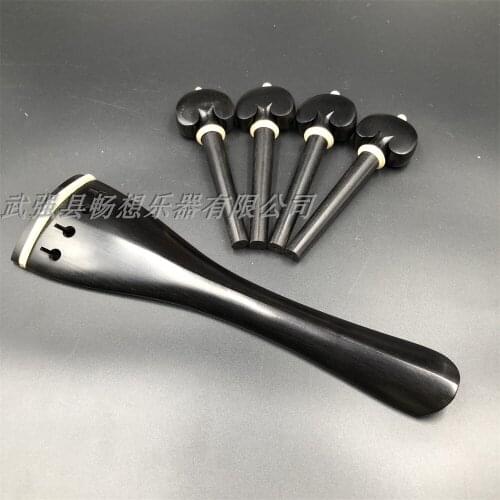 One set of ebony wood hill style cello tailpiece and 4pcs cello pegs