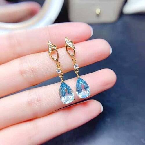 Natural Topaz Gemstone S925 Sterling Silver Earrings Fine Fashion Weddings Jewelry For Women MeiBaPJFS