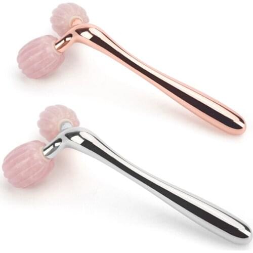 Jade Roller 360 Rotate Thin Face Body V-Shape Massager Wrinkle Remover Facial Massage Tool 3D Roller Massager Rose