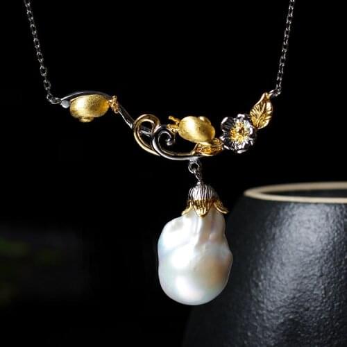 Natural Baroque Shaped Pearl Necklace New Vintage Handmade Jewelry S925 Sterling Silver Necklace Inlay Gift Wholesale