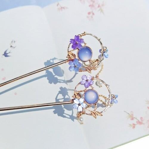 Retro National Style Luxury Fashion Jewelry Dish Hairpin Tassel Crystal Flower Hair Jewelry Charm Womens Jewelry