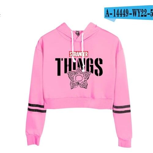 Sexy High Quality Stranger Things Hoodie Women Spring Autumn Midriff-baring tops Short Sweatshirt Ladies Hoodies Crop Pullovers