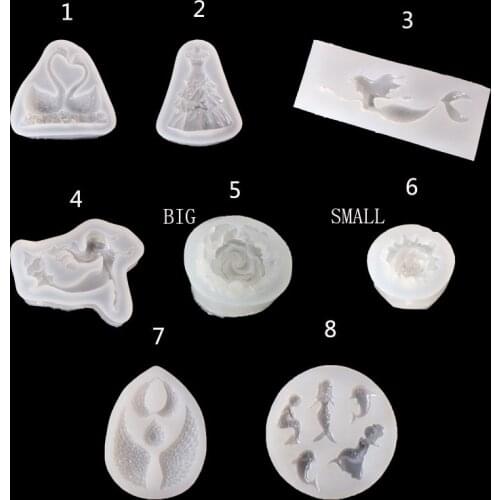 DIY Silicone Mold Transparent Swan Dress Mermaid Flower Making Fashion Jewelry