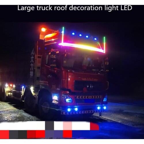 Large truck roof atmosphere light LED truck modified decorative light welcome running water color light warning light 24V
