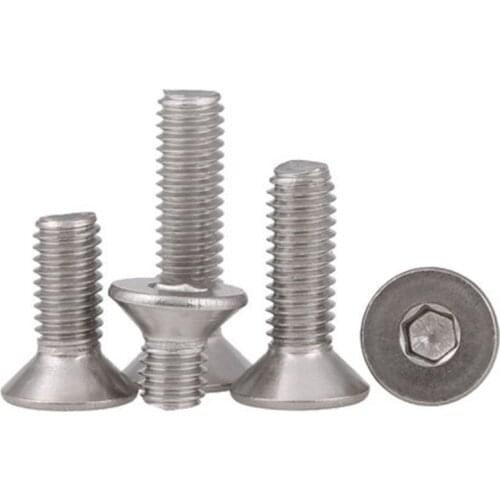 10pcs M6 flat head screw countersunk heads Hexagon bolt 304 stainless steel flats cup screws 8mm-35mm Length