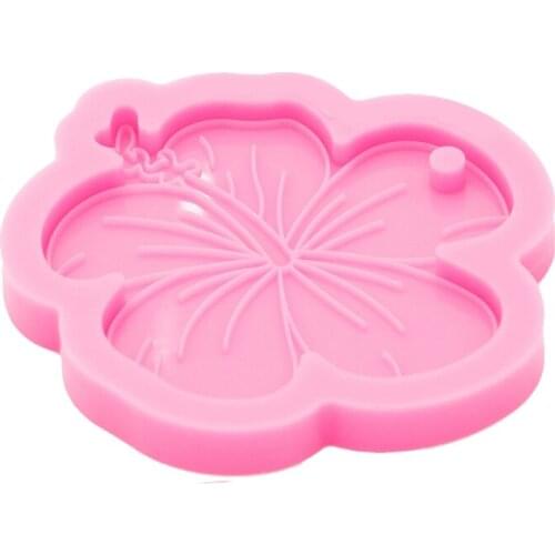 Cherry Blossoms Keychain Epoxy Resin Mold Key Chain Pendants Silicone Mould DIY Crafts Jewelry Casting Tools J60E