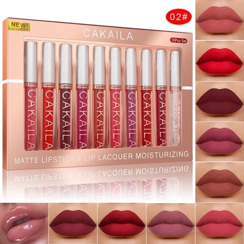 High Quality 10pcs Lipstick Velvety Set Long Lasting Nonstick Cup Not Fade Makeup Cosmetics Kit for Girl Women