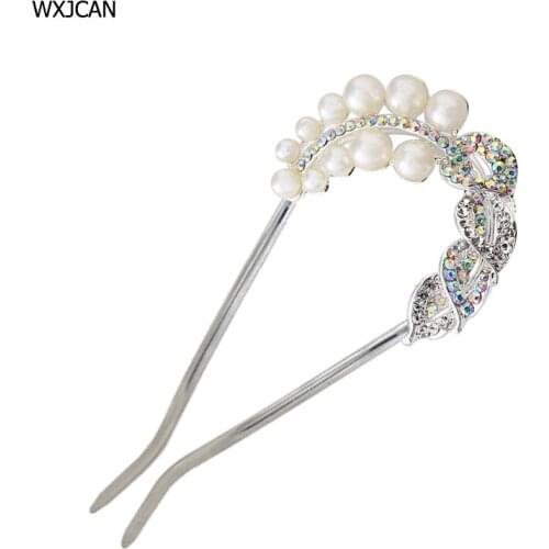 WXJCAN 3 Style U-shaped hair stick for hair wedding hair accessories sticks Simulated pearl and rhinestone material H1119