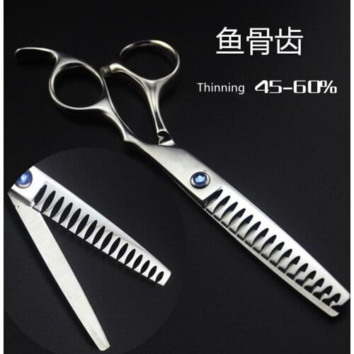 Japan 440c 6 '' Curved teeth 15-60% thinning rate hair scissors barber makas hair scissor thinning shears hairdressing scissors