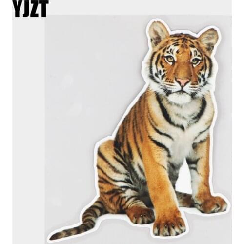 YJZT 15×18.5CM Animal Tiger Door Bumper Decoration Personality Waterproof Cartoon Car Stickers 21A-0118