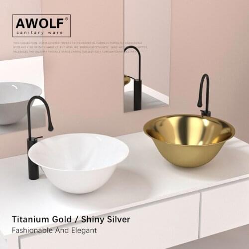 Gold Bathroom Sinks Ceramic Vessel Morandi Color Modern Titanium Gold Washing Basin Bowl Shiny Silver Lavatory Basin Sink AM960P
