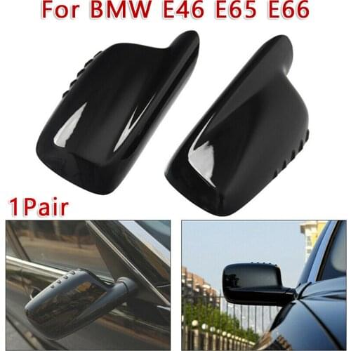1 Pair Car RearView Mirror Rear View Cover Cap For BMW E46 E65 E66 E66 745i 750i 51167074236 51167074235 Gloss Black Cover