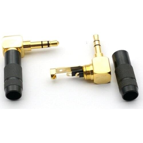 20pcs-100pcs brass Stereo 3 Pole 3.5mm 90 Degree Plug Angled Jack Cable Solder adapter