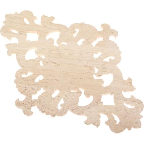 21*15cm Floral Wood Carved Wooden Figurines Crafts Corner Appliques Frame Wall Door Furniture Woodcarving Decorative