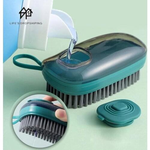 3 In 1 Kitchen Cleaning Brushs with Removable Brush Diamond brush Sponge Dispenser Dishwashing Brush Shoe Brush Cleaning tools
