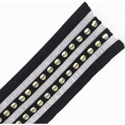 59mm Beaded Black Elastic Stretch Ribbon Steampunk Trim Webbing Tape Band Belt Sewing Accessories for Cloth Strap 20yd/T1232