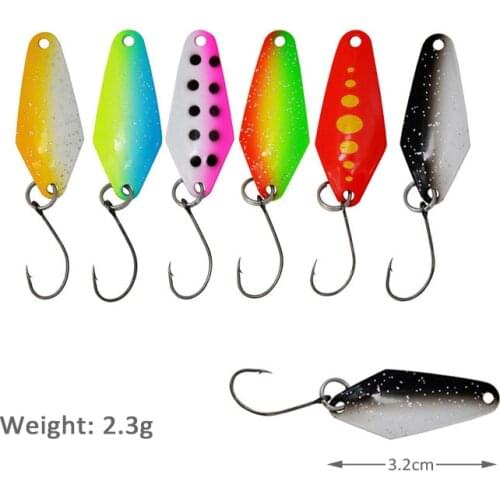 6pcs/Lot Trout Lure Metal Spoon Bait 2.3g 3.2cm Single Fish Hooks Salmon Sequins Lures Tackle Accessories