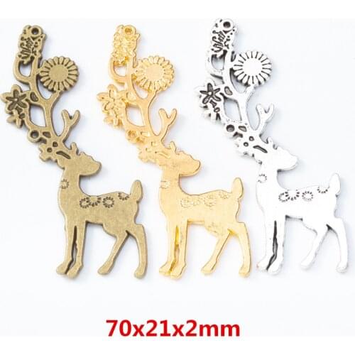 7 pieces of retro metal zinc alloy Deer Pendant for DIY handmade jewelry necklace making 8056