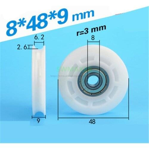 8*48*9mm M8*48*9mm M6*48*9mm M8 M6 screw thread, 608ZZ plastic bearing pulley, roller wheel guide roller POM for drawer