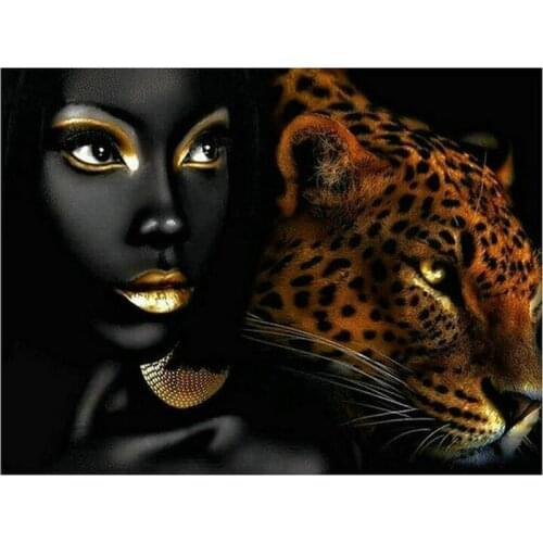 5d diamond painting woman leopard black woman full square / round drill diamond embroidery 3d diamond mosaic wall sticker