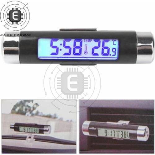 2 in 1 Car Clock Thermometer Digital Thermometer Sensor Car Air Conditioner Digital LCD Display Without Battery