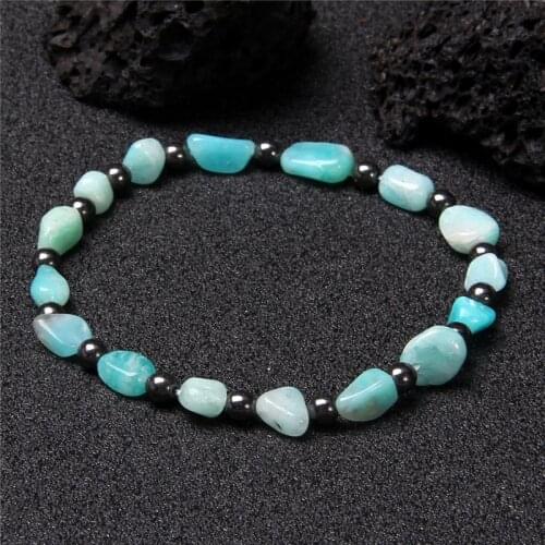 Irregular Natural Amazonites Stone Beads Bracelet Round Ball Charm Bracelet for Women Men Yoga Energy Jewelry Gifts Dropshipping
