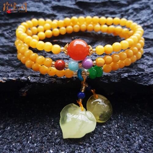 Catenary female authentic hand string of diy design style bracelet beads more than three circle natural amber in Russia