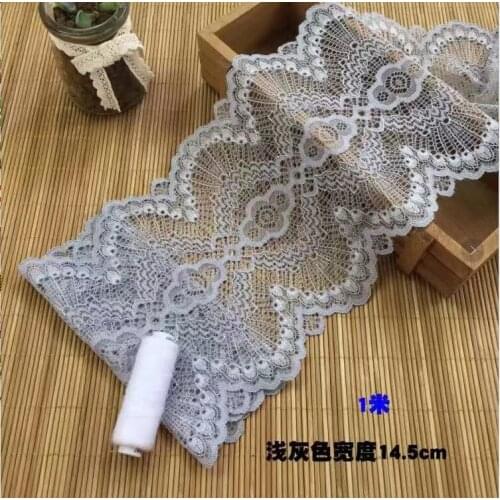 2 Meters 14.5cm Handmade Hair Decoration Elastic Stretch Lace Trim Grey Dress Skirt Bra Undwerwear Socks