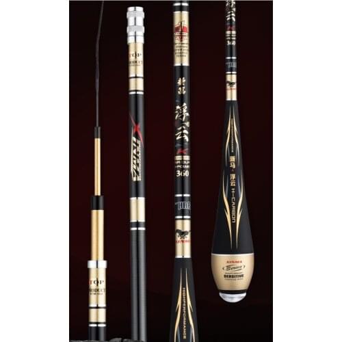 2.7m-7.2m Carbon fishing rod ultra light super hard ultra fine 37/28 /19 three kinds tune carp rod hand fishing rod+spare tip