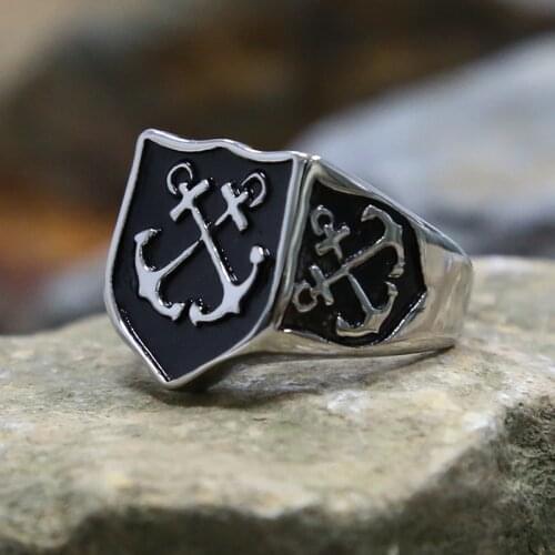 Gothic Style Anchor Ring Man 316L Stainless Steel Punk Biker Ring Personal Design Fashion Male Jewelry Big Size 13 14 15