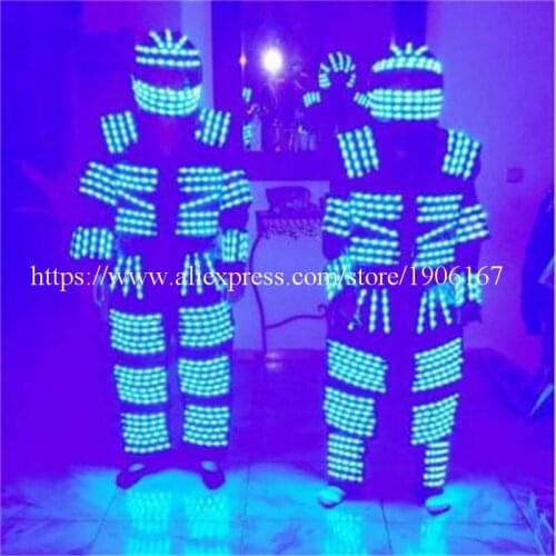 2 Sets Colorful Led Luminous Kryoman Robot Suit LED Growing Light Ballroom Party Costume For Night Club Bar DJ Stage Show